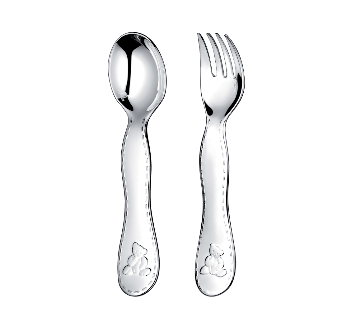 Christofle Charlie Bear Silver-Plated Two-Piece Baby Flatware Set