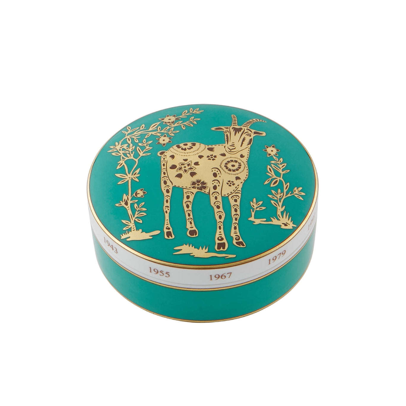 Vista Alegre Golden Large Round Box Sheep