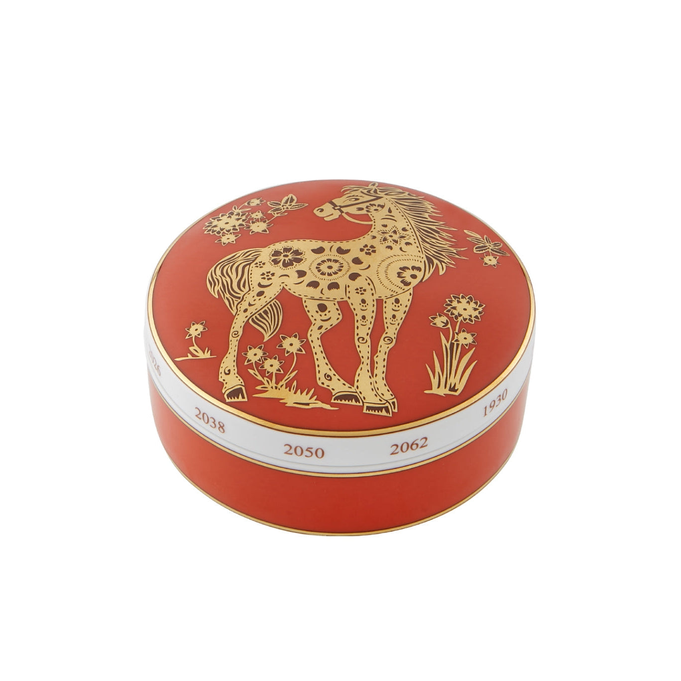 Vista Alegre Golden Large Round Box Horse