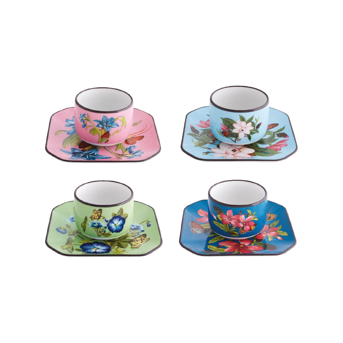 Vista Alegre Fete Vos Jeux Coffee Cups and Saucers by Christian Lacroix - Set 4
