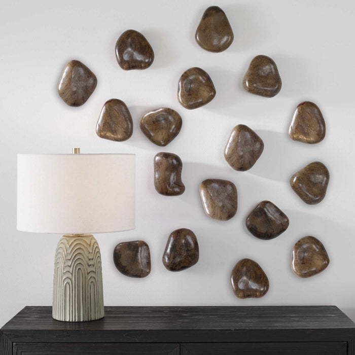 Uttermost Pebbles Wood Wall Decor - Set of 9
