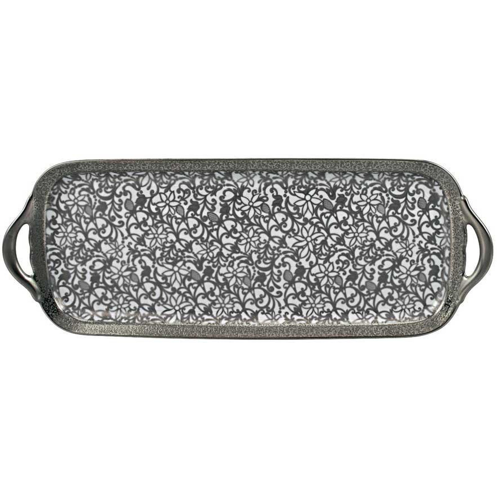 Raynaud Tolede Platinum White Long Cake Plate