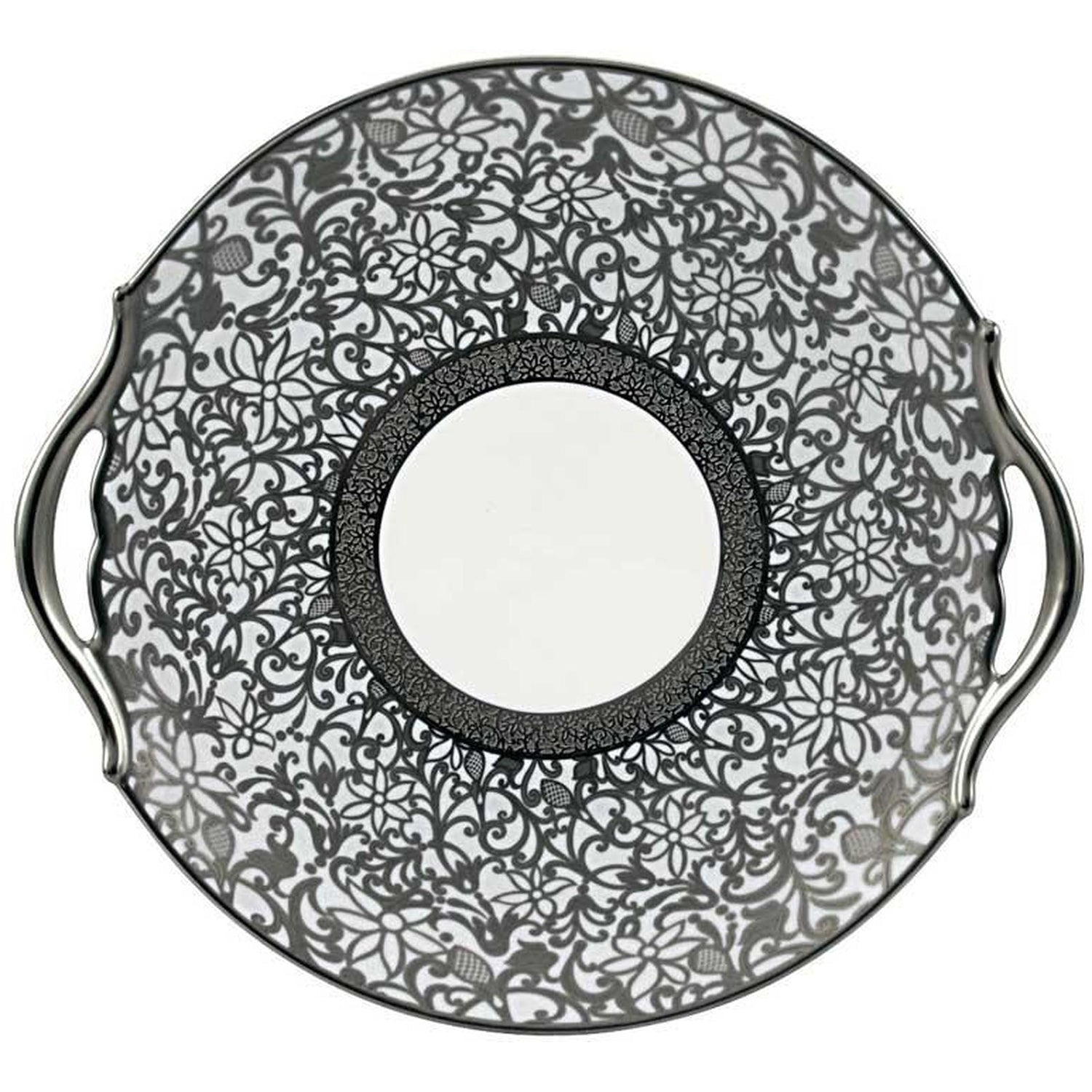 Raynaud Tolede Platinum White Cake Dish With Hands
