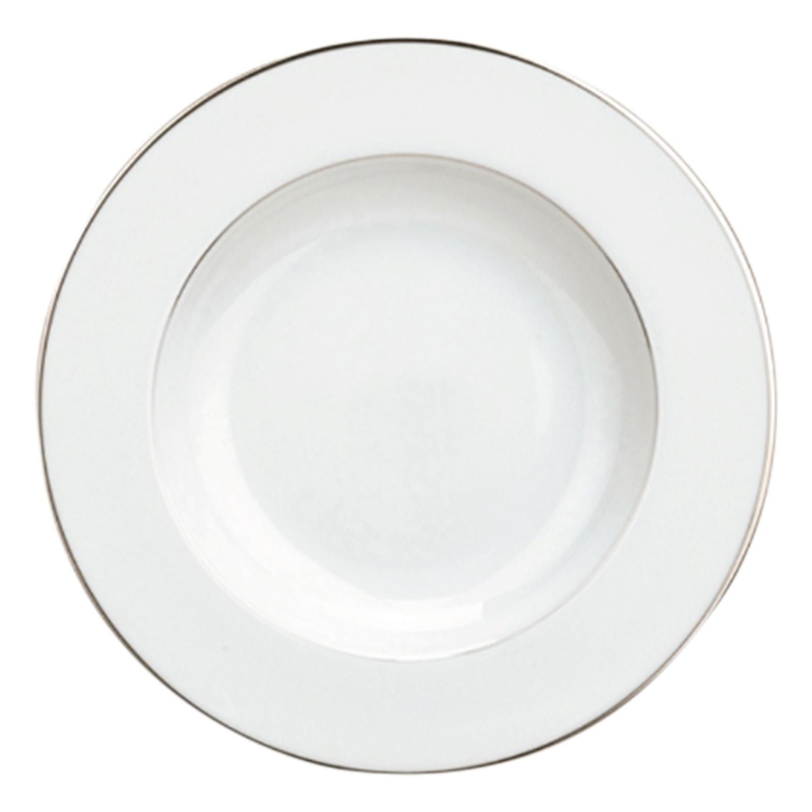 Christofle Albi Porcelain Rimmed Soup Plate Platinum 23 Cm