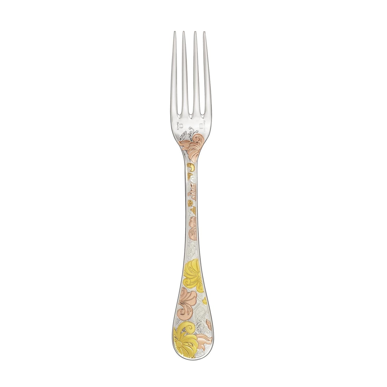Christofle Jardin d'Eden Silver Plated Gold Accents Dinner Fork - Rose Gold And Gold Two Golds
