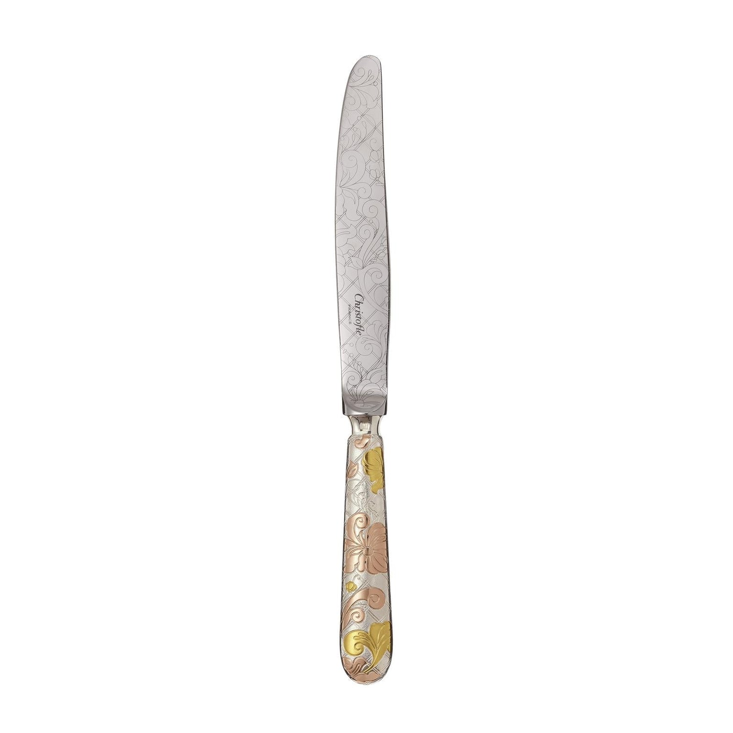Christofle Jardin d'Eden Silver Plated Gold Accents Dinner Knife - Rose Gold And Gold Two Golds