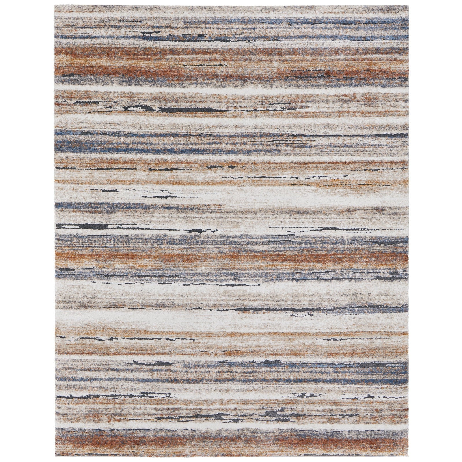 Feizy Gilmore 39MQF Modern Stripes in Ivory/Orange/Gray