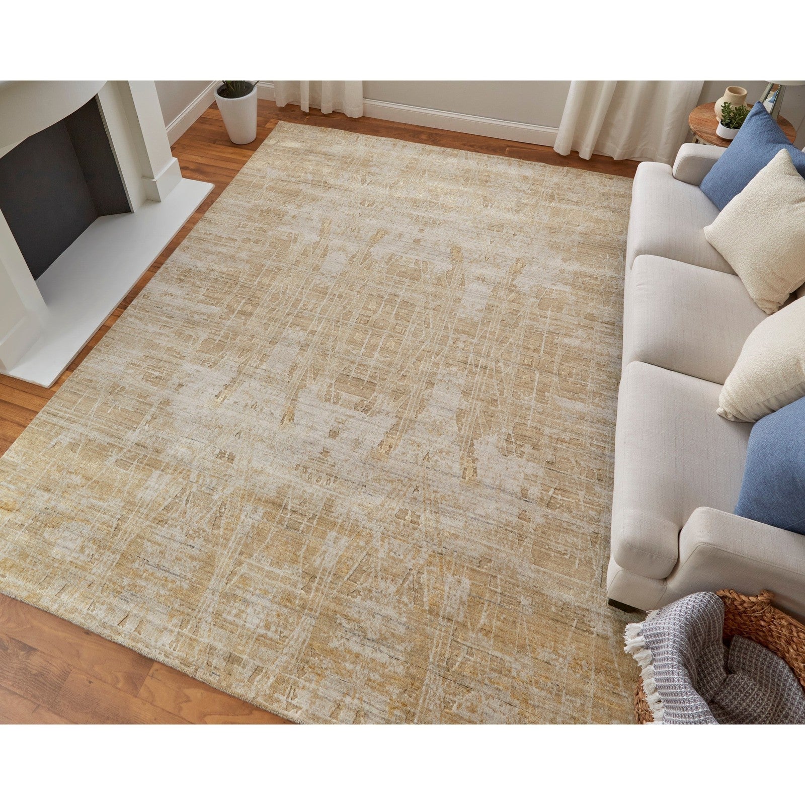 Feizy Eastfield 69FPF Modern Abstract in Yellow/Ivory/Gold