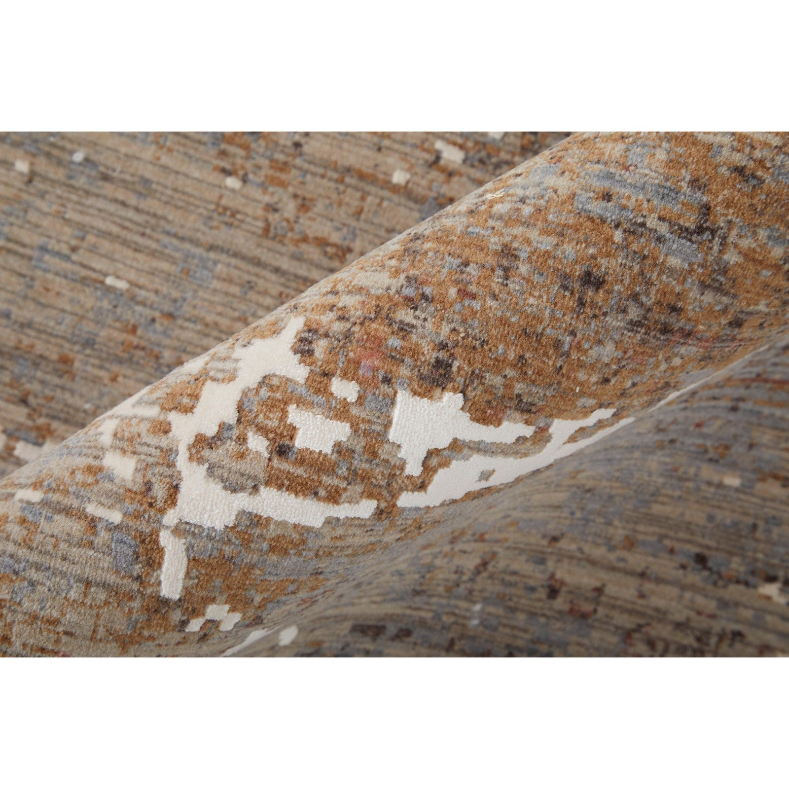 Feizy Pryor 39NHF Modern Abstract in Taupe/Brown/White