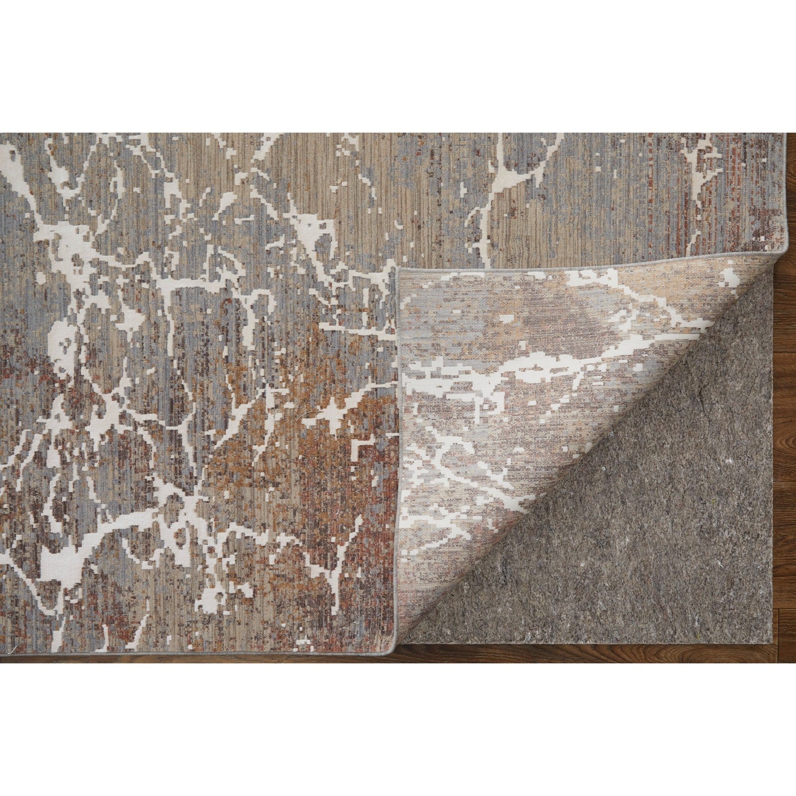 Feizy Pryor 39NHF Modern Abstract in Taupe/Brown/White