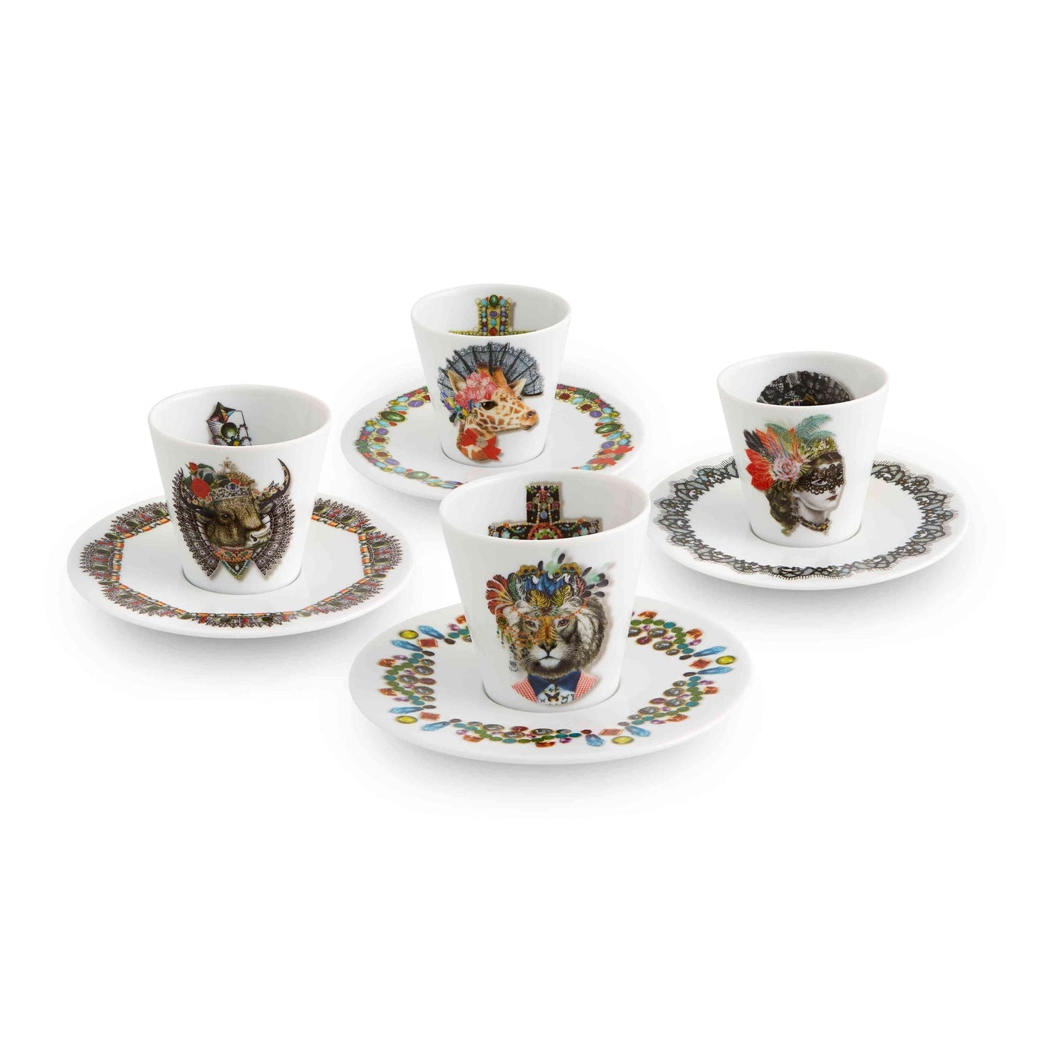 Vista Alegre Christian Lacroix - Love Who You Want Expresso Cups And Saucers By Christian Lacroix - Set of 4