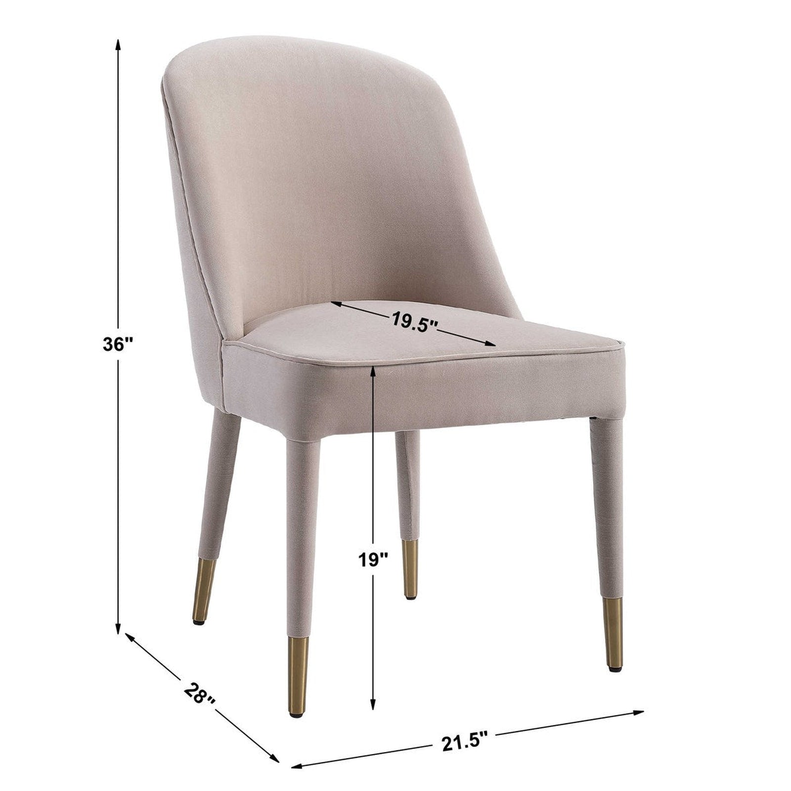 Uttermost Brie Armless Chair, Champagne Set Of 2