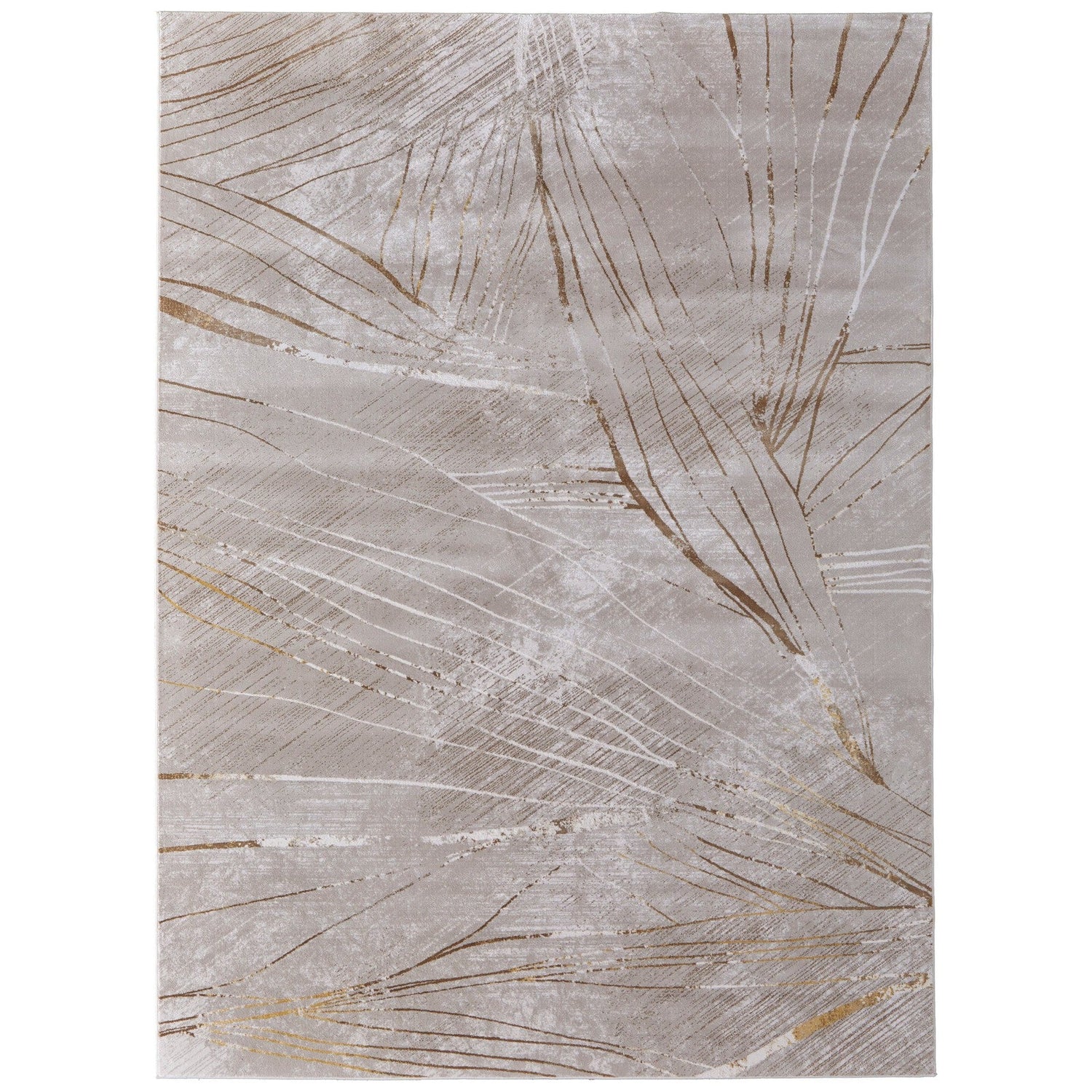Feizy Waldor 39NBF Modern Abstract in Taupe/Brown/Silver