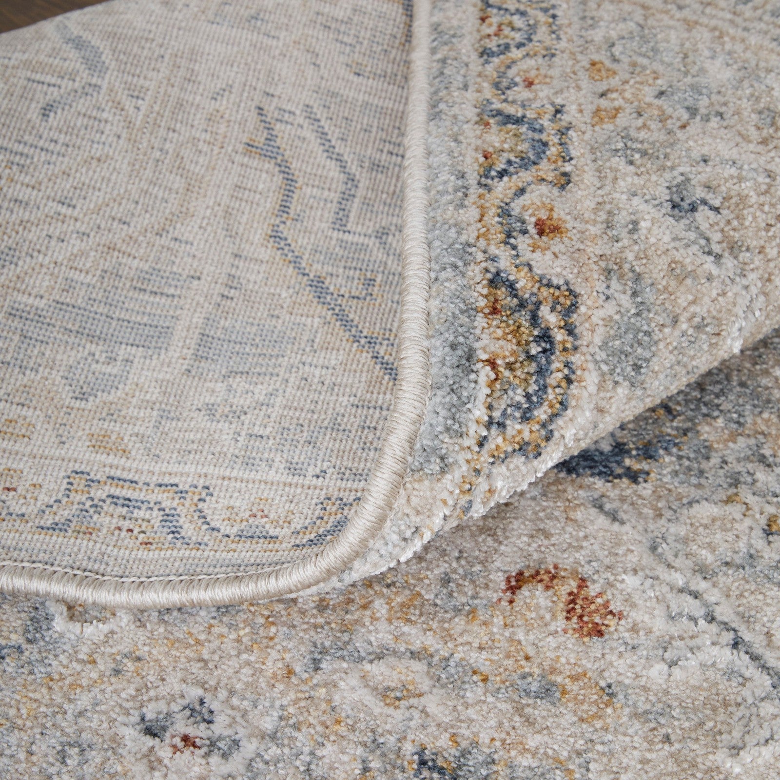 Feizy Pasha 39M6F Transitional Distressed in Ivory/Blue/Tan
