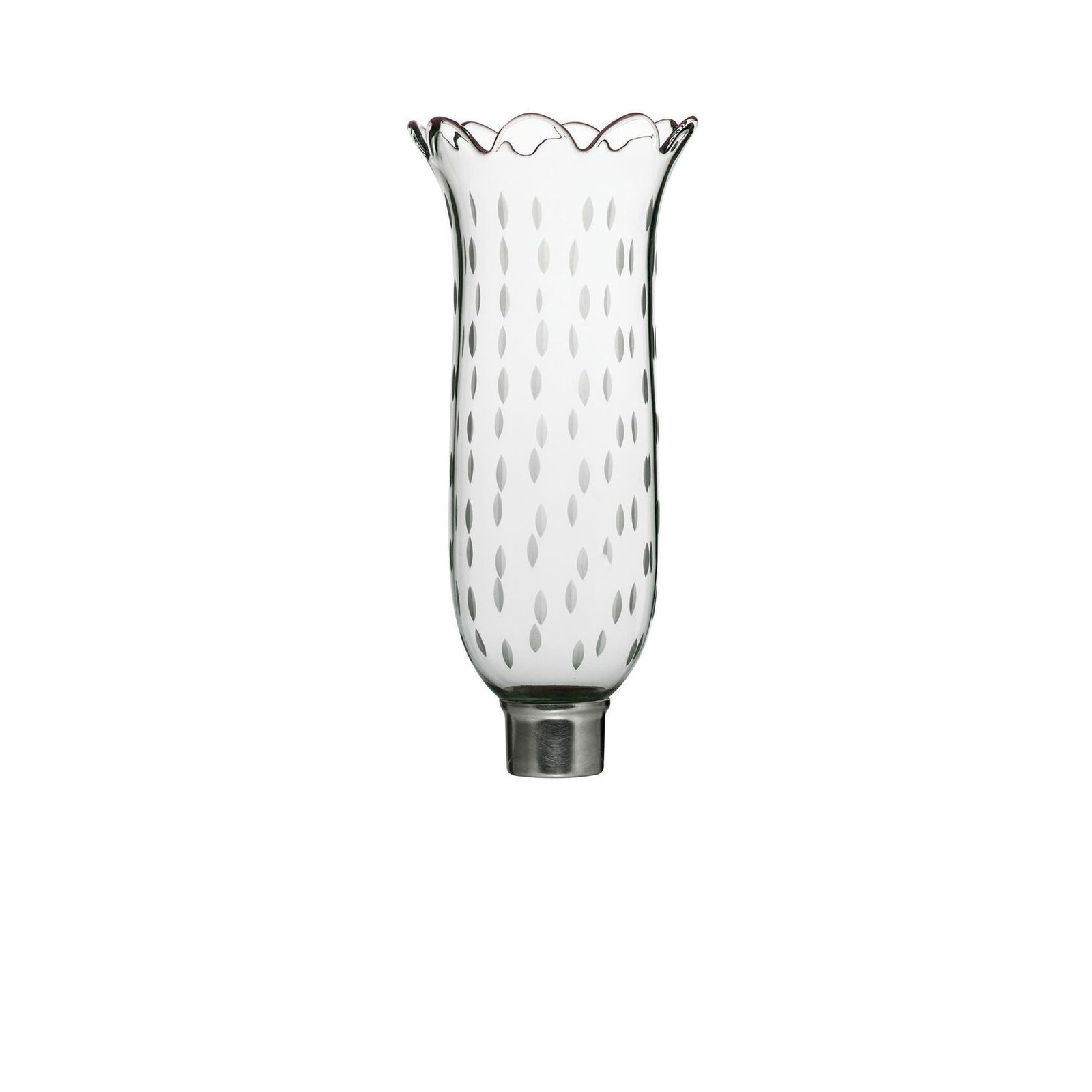 Baccarat Tulipe Hurricane Shade Scalloped Top Rice Grain
