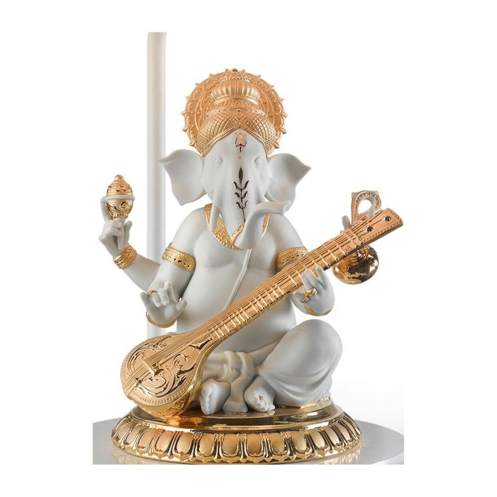 Lladro Veena Ganesha Table Lamp Golden Luster US