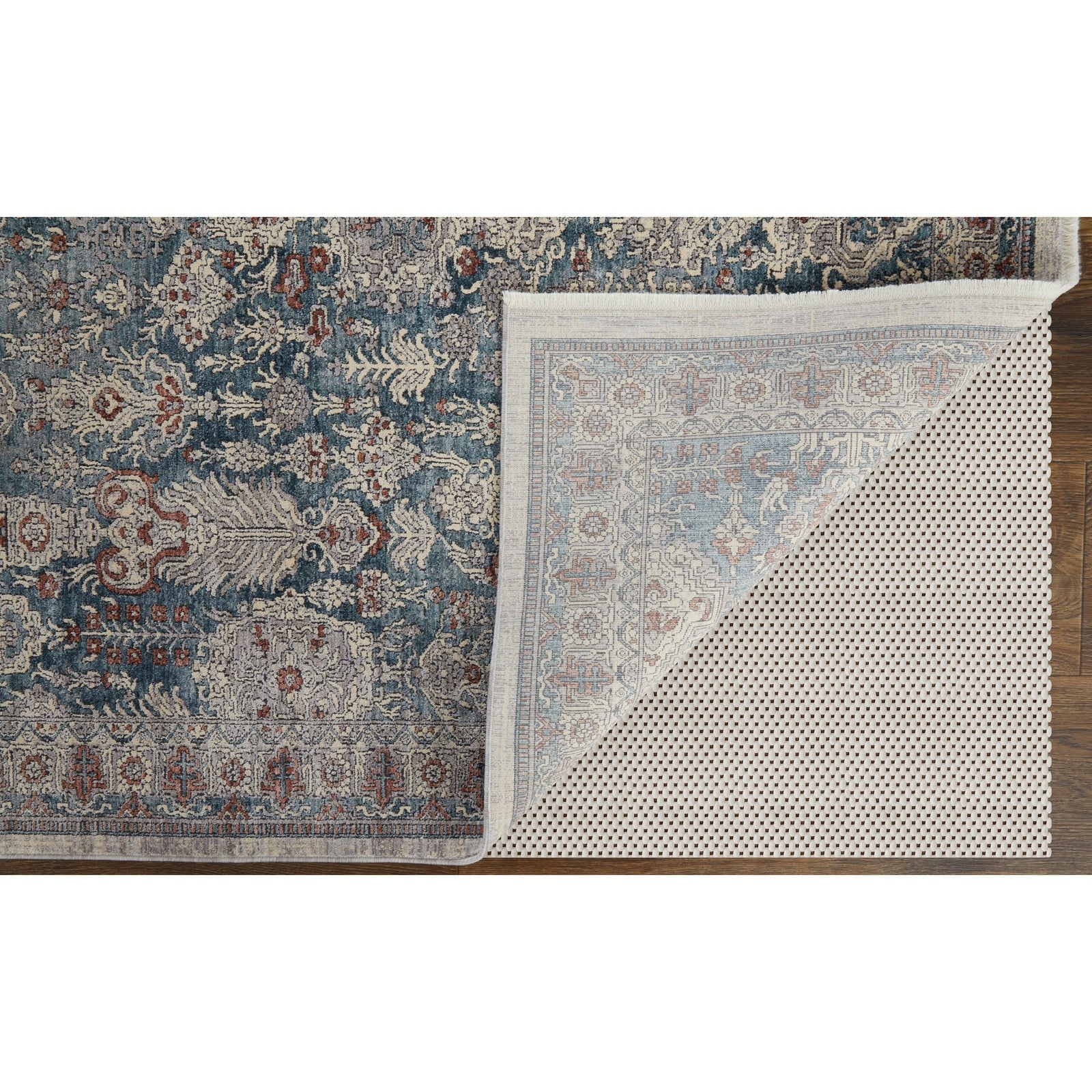 Feizy Marquette 39GUF Transitional Medallion in Blue/Ivory