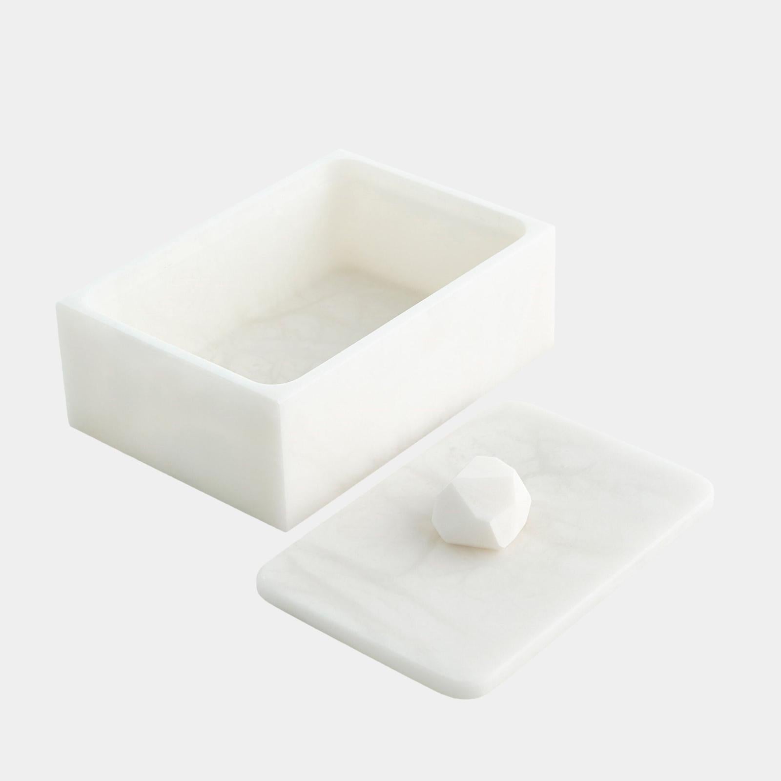 Global Views Isla Facet Knob Alabaster Box