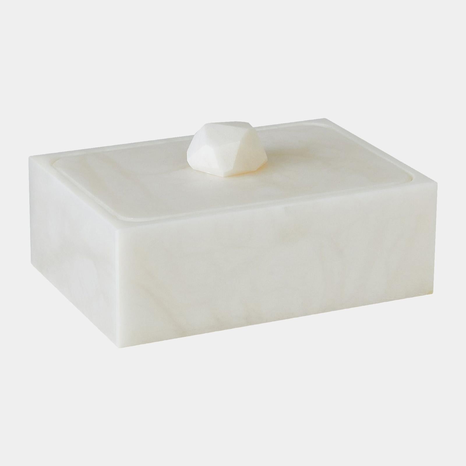 Global Views Isla Facet Knob Alabaster Box