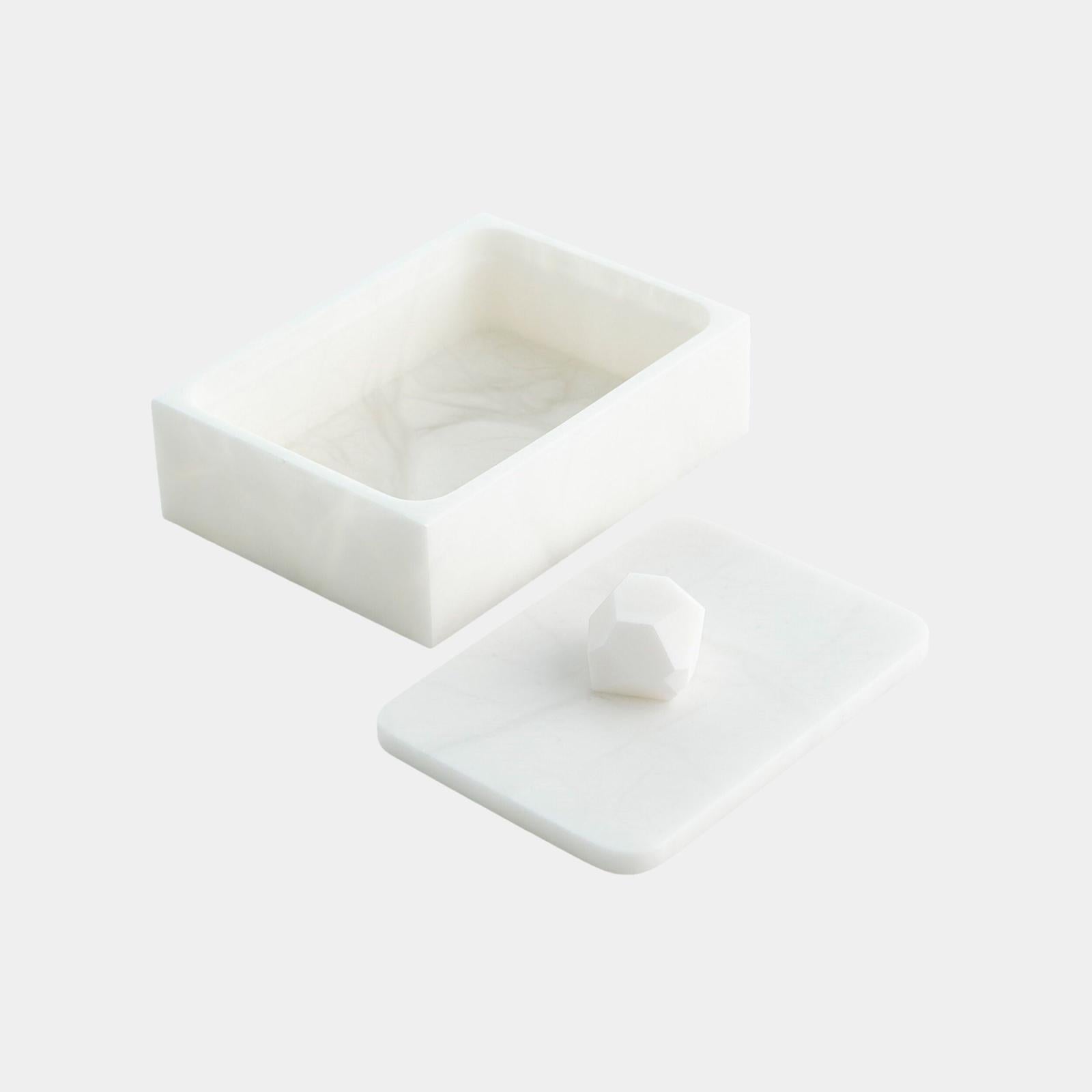 Global Views Isla Facet Knob Alabaster Box