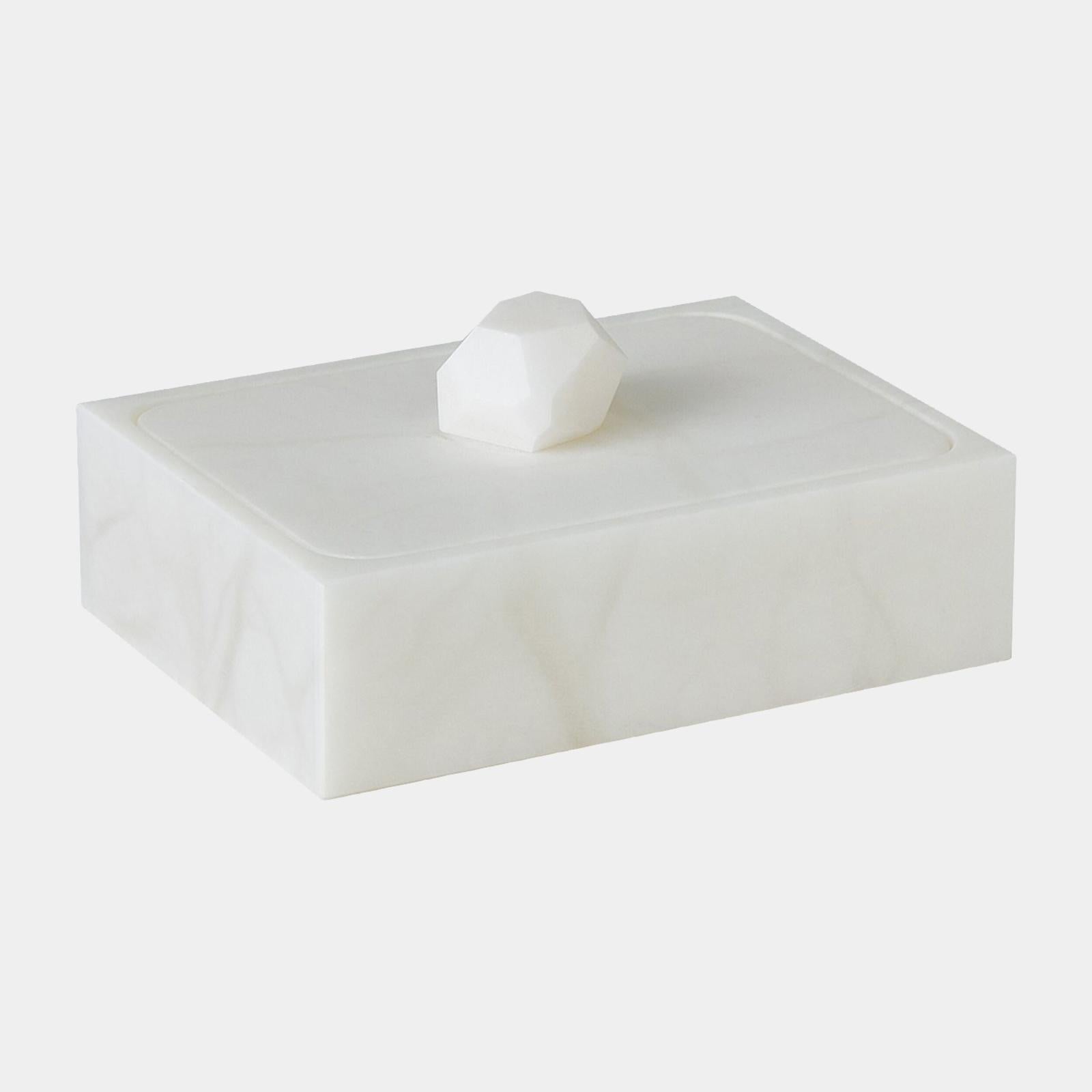 Global Views Isla Facet Knob Alabaster Box