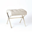 Global Views Nickle Grey Leather Scarlet Stool