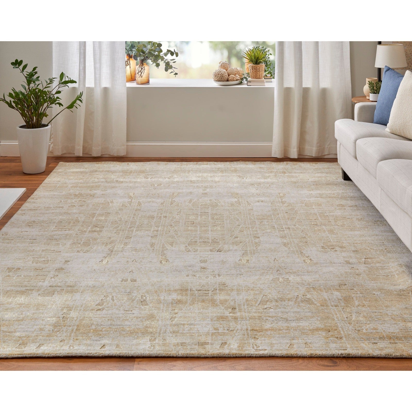 Feizy Eastfield 69FPF Modern Abstract in Yellow/Ivory/Gold