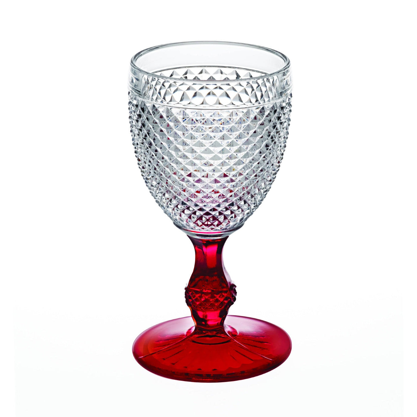 Vista Alegre Bicos Bicolor Goblet with Red Stem