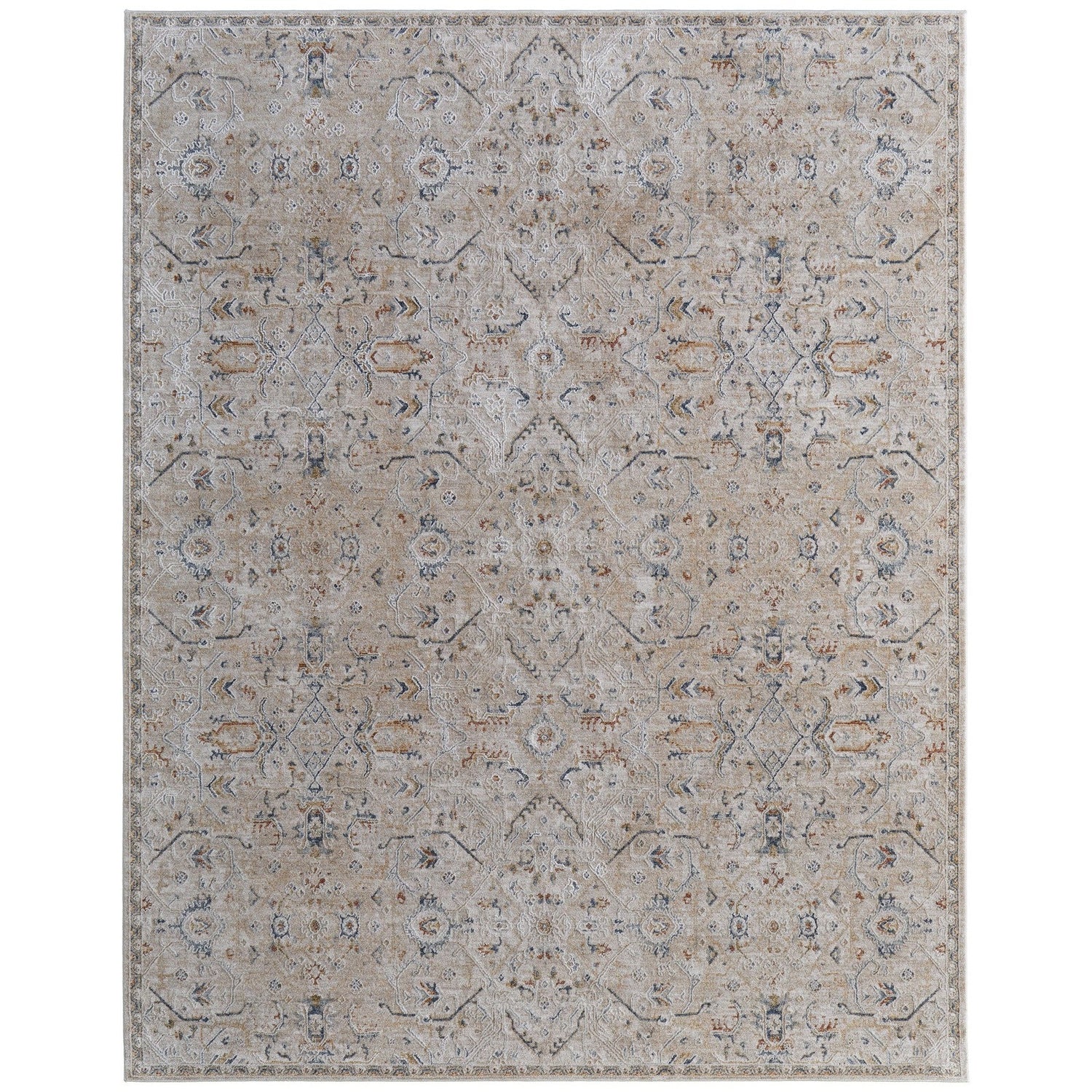 Feizy Pasha 39M6F Transitional Distressed in Taupe/Ivory/Blue
