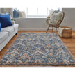 Feizy Kaia 39HRF Transitional Floral & Botanical in Blue/Orange/Ivory