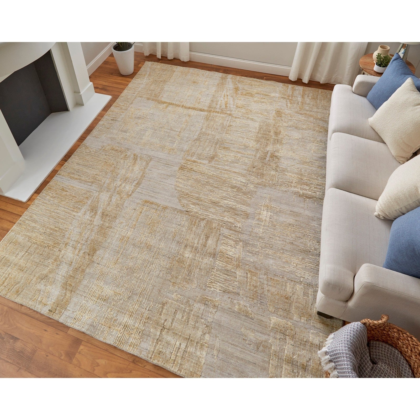 Feizy Eastfield 69FTF Modern Abstract in Yellow/Ivory/Gold