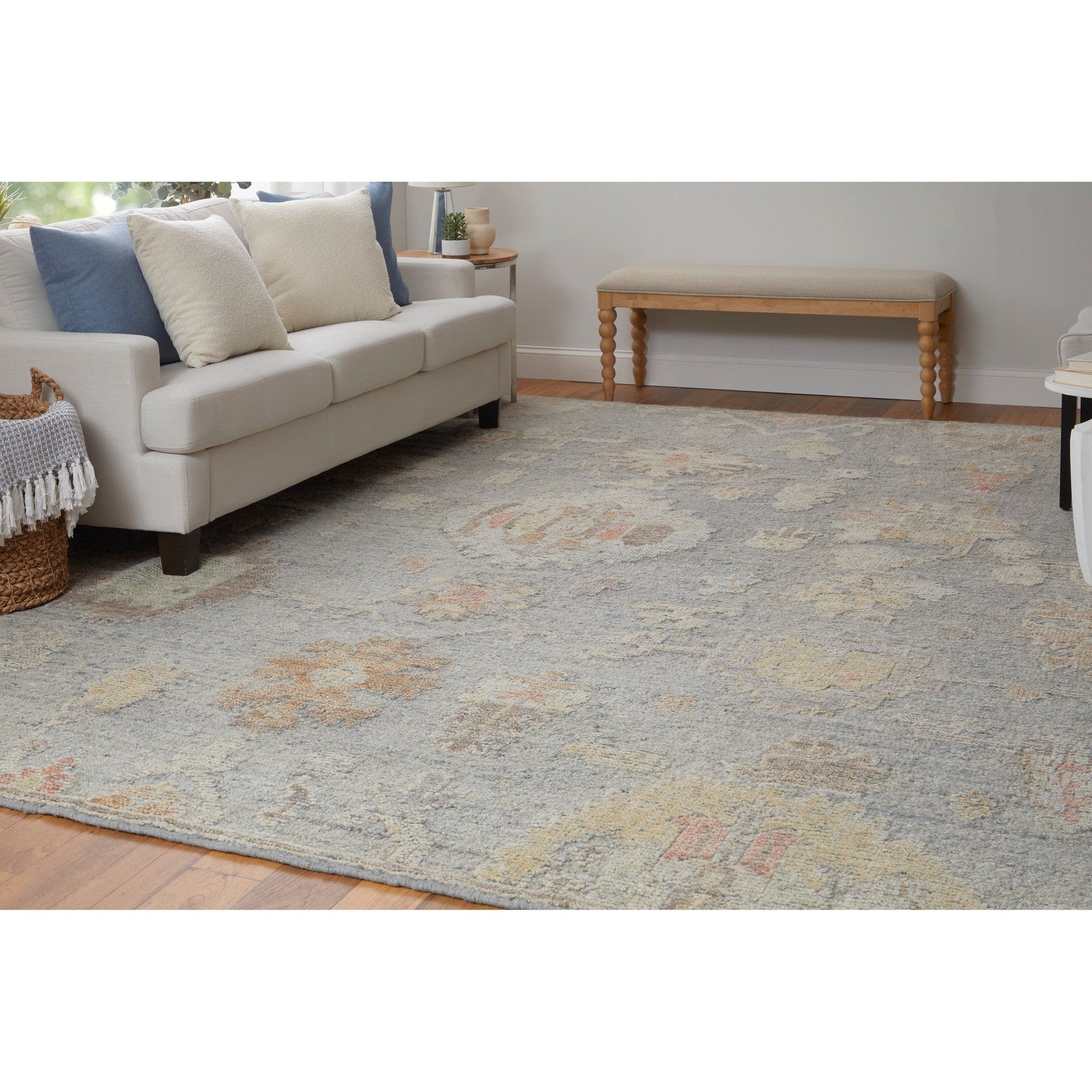 Feizy Grafton 69FMF Transitional Floral & Botanical in Blue/Gray/Yellow