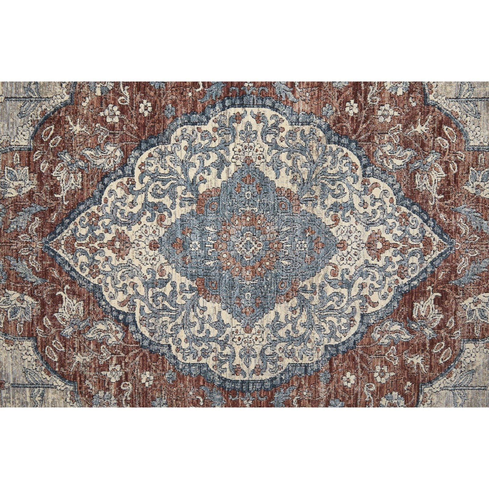 Feizy Marquette 39GRF Transitional Medallion in Gray/Red/Blue
