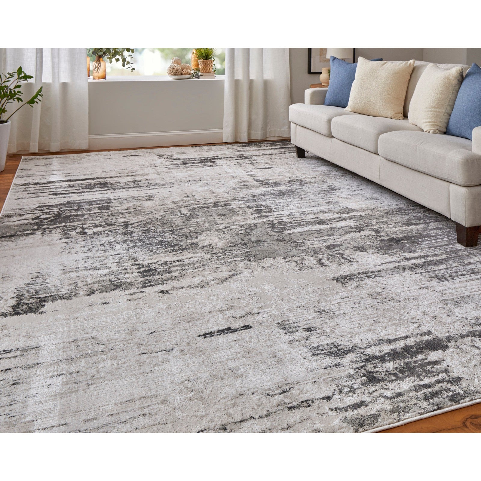 Feizy Prasad 39N9F Modern Abstract in Ivory/Gray/Taupe