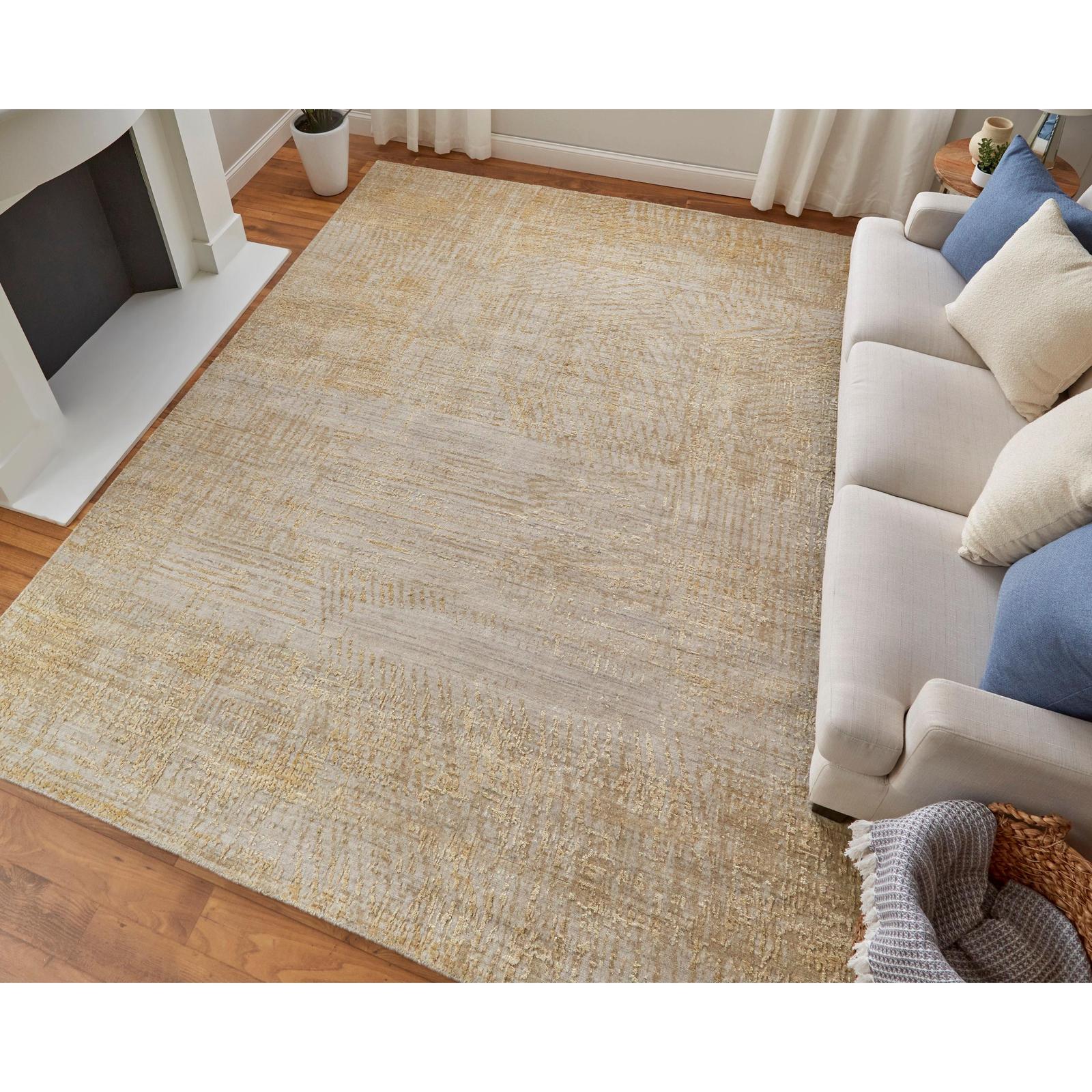 Feizy Eastfield 69FRF Modern Abstract Rug in Yellow/Ivory/Gold