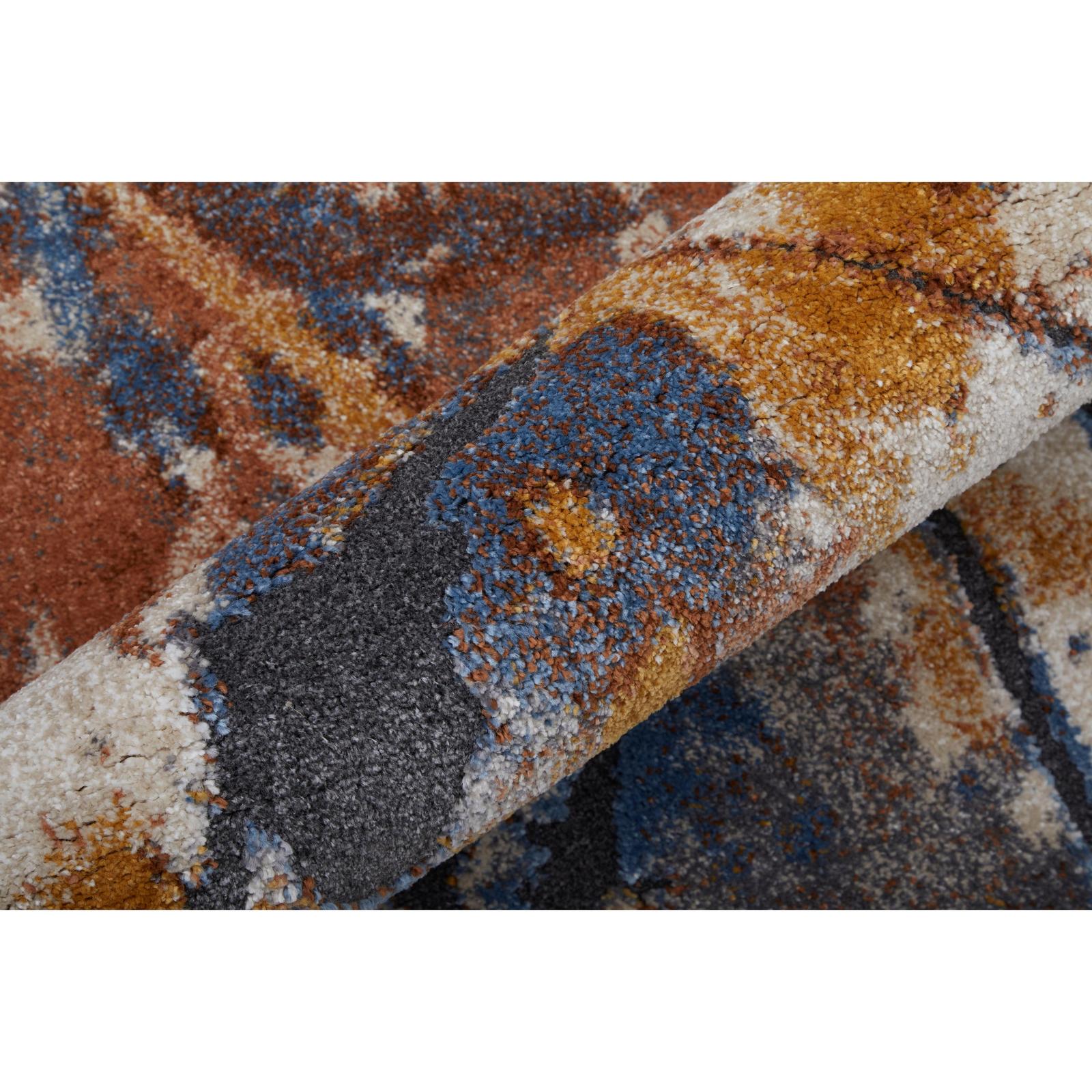 Feizy Gilmore 39MPF Modern Watercolor Rug in Blue/Orange/Gray