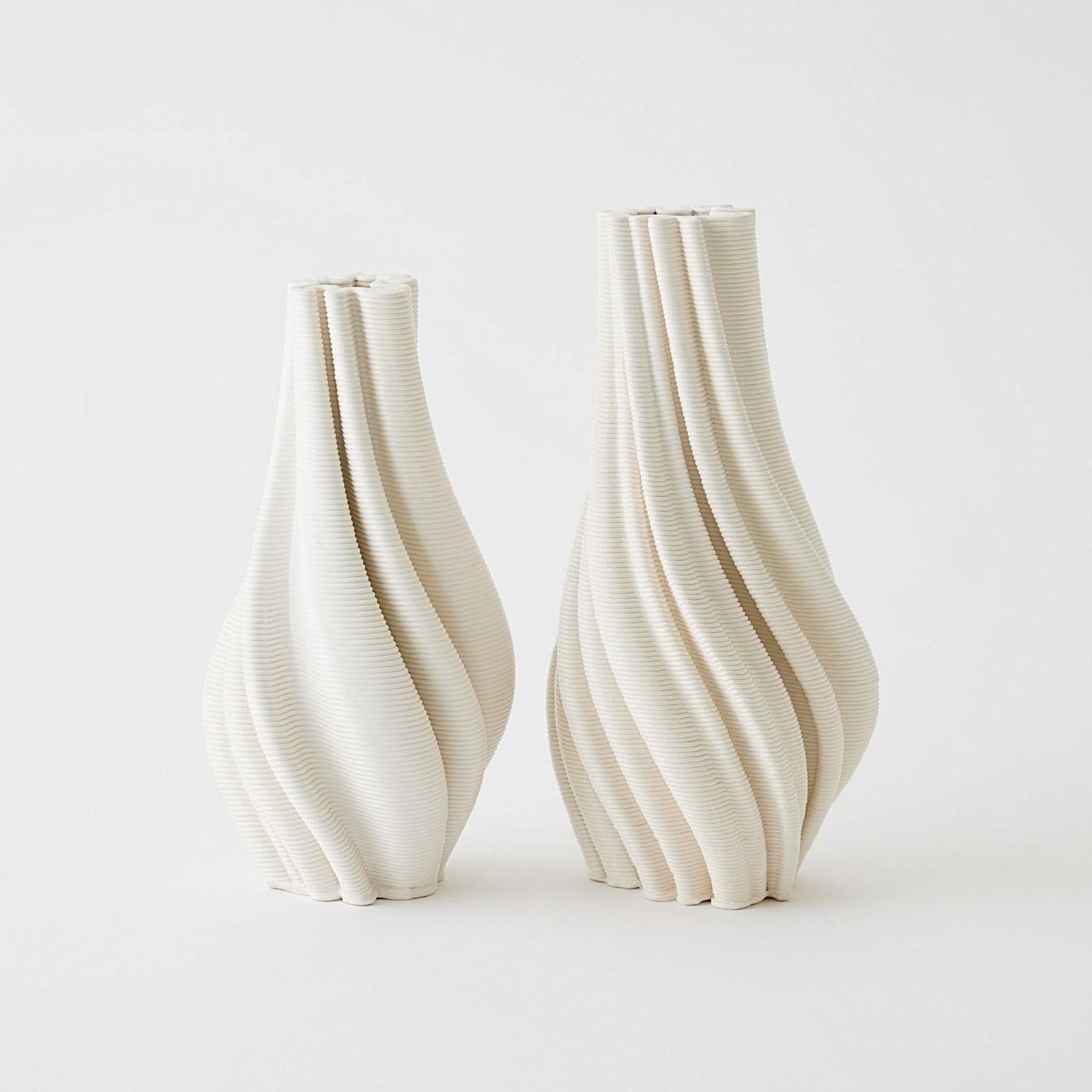 Global Views Odally Printed Matte White Vase