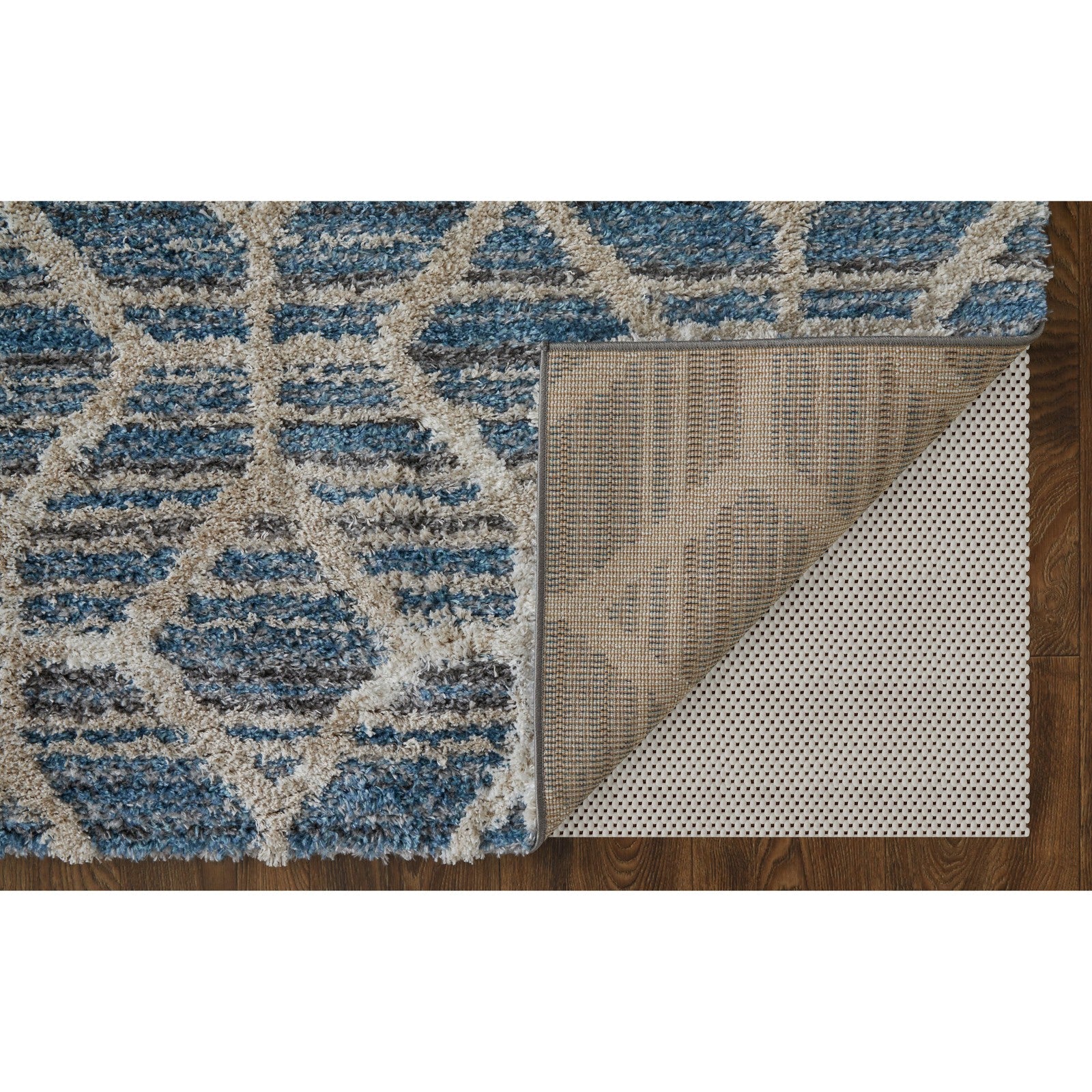 Feizy Mynka 39ICF Transitional Diamond in Blue/Ivory