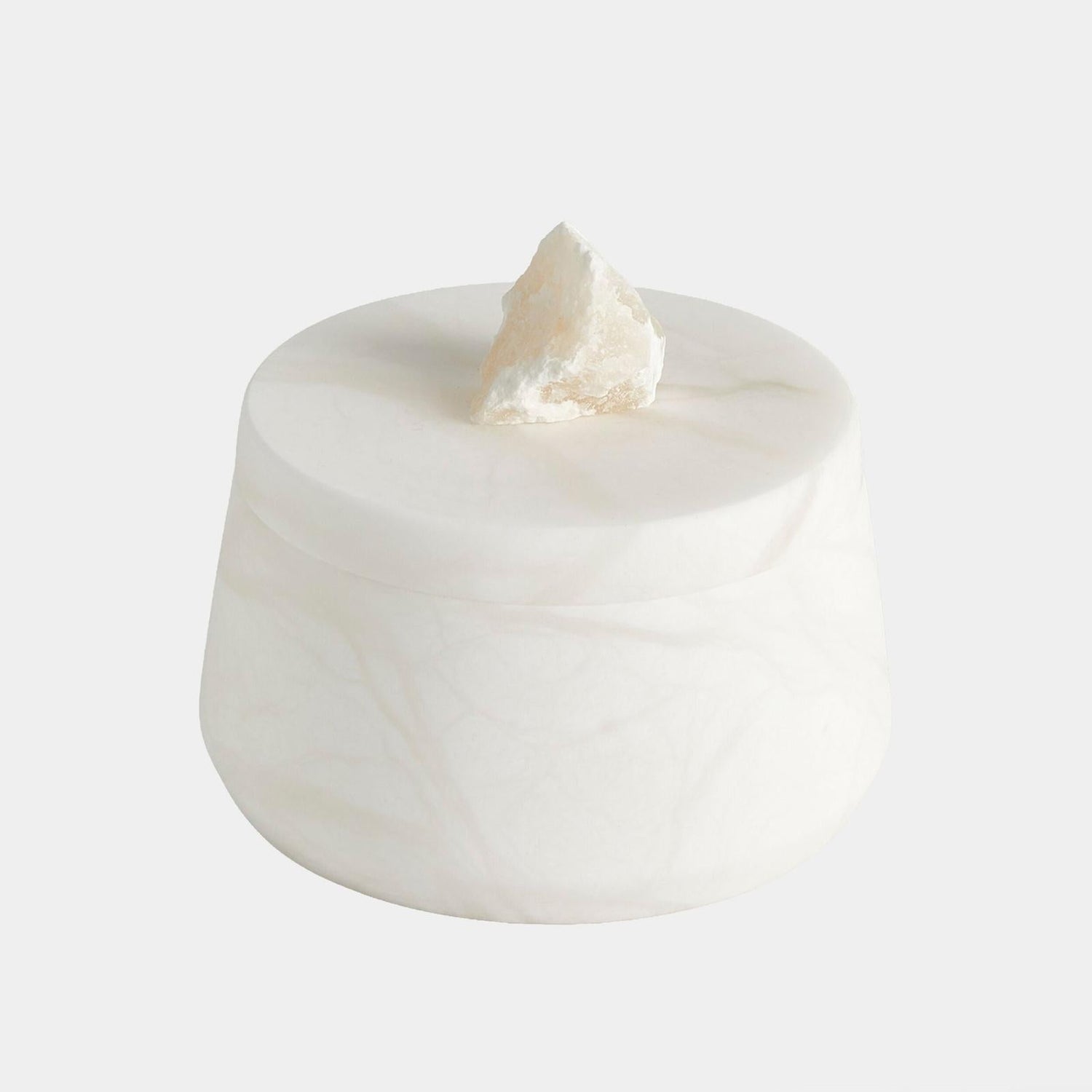 Global Views Finial White Roccia Alabaster Taper Box