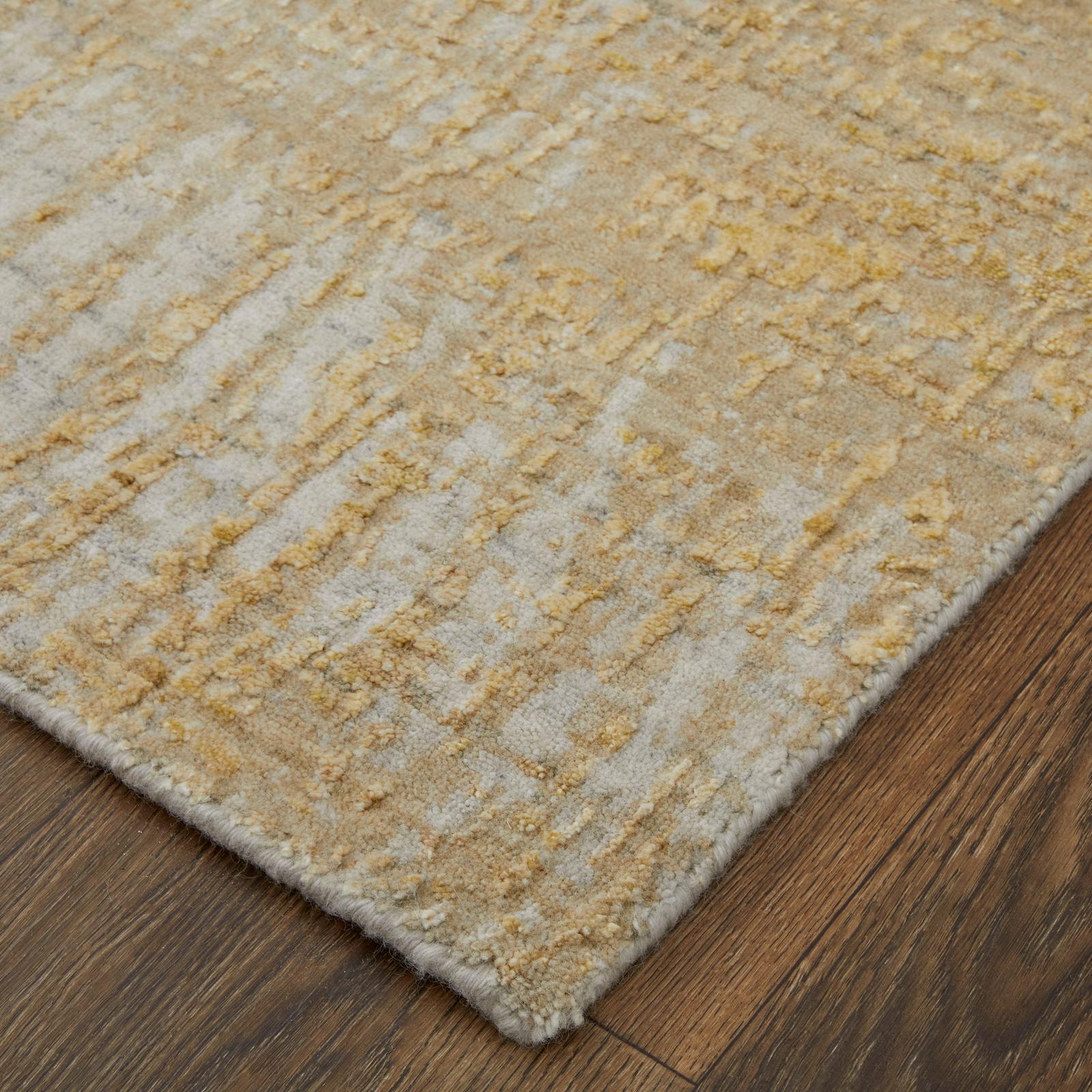 Feizy Eastfield 69FRF Modern Abstract Rug in Yellow/Ivory/Gold