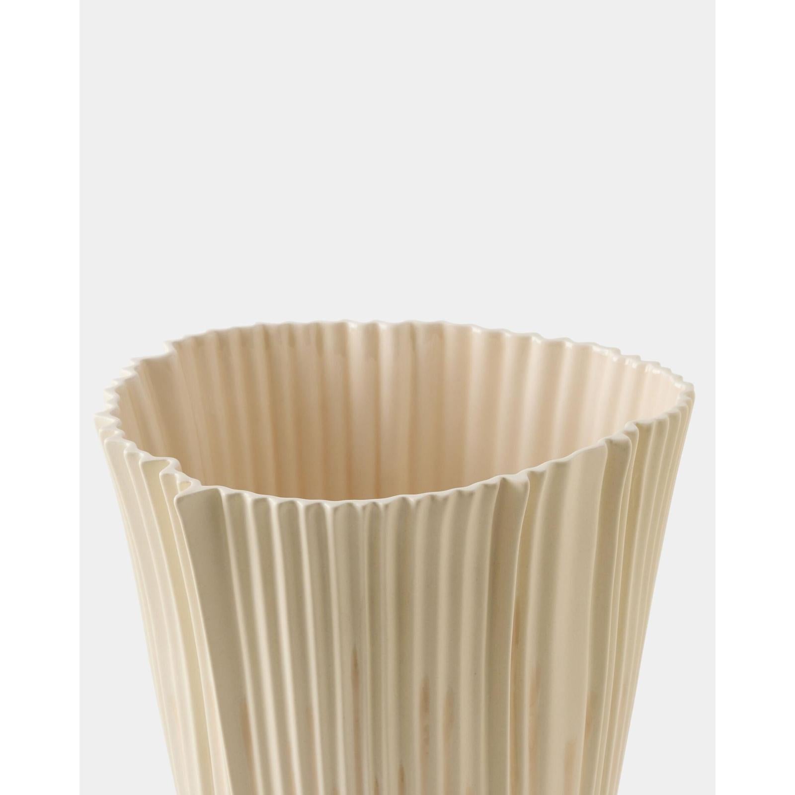 Global Views Pleated Vase Drip Cream