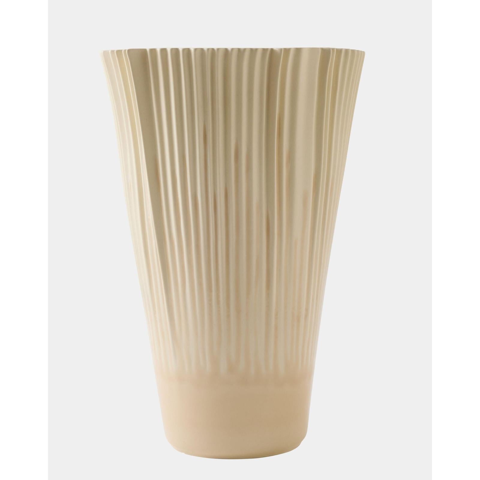 Global Views Pleated Vase Drip Cream