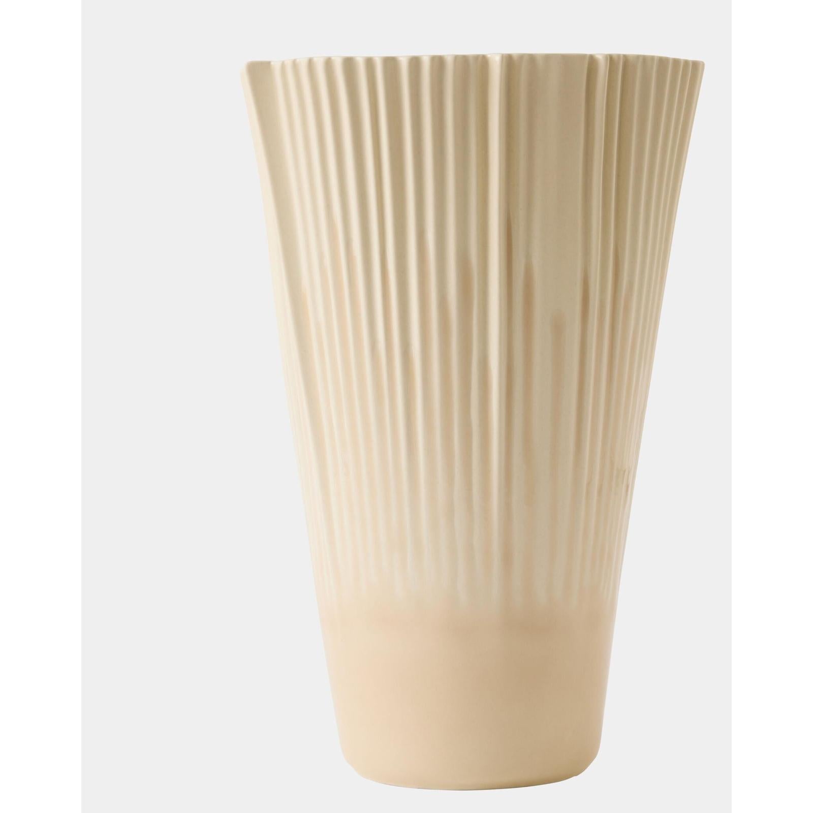 Global Views Pleated Vase Drip Cream