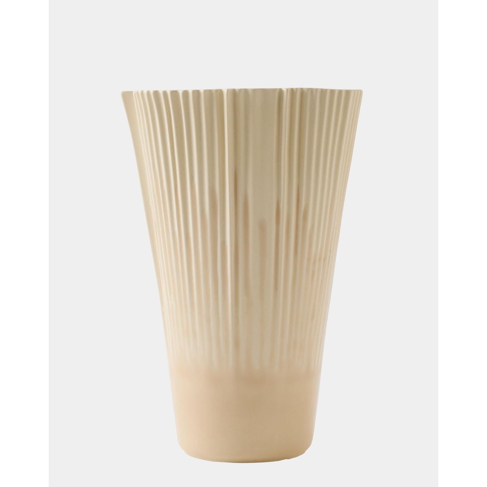Global Views Pleated Vase Drip Cream