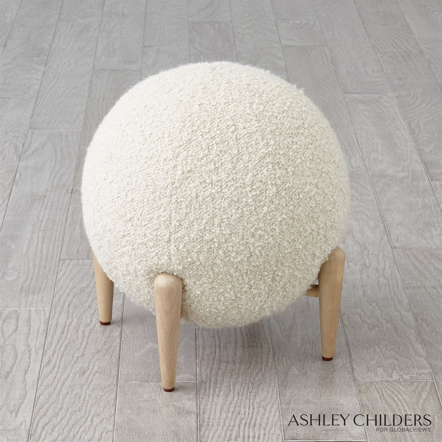 Global Views Shearling Ball Stool by Ashley Childers