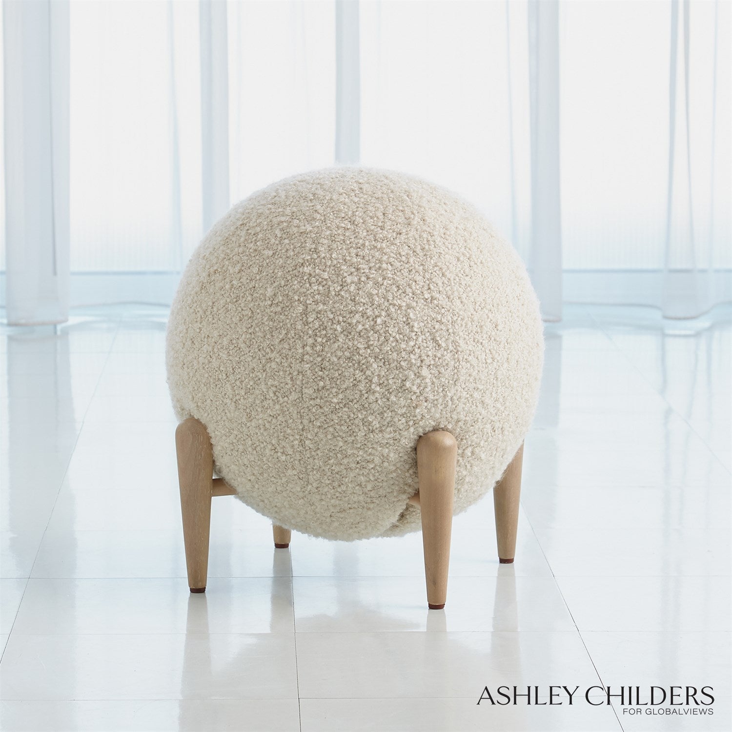 Global Views Shearling Ball Stool by Ashley Childers
