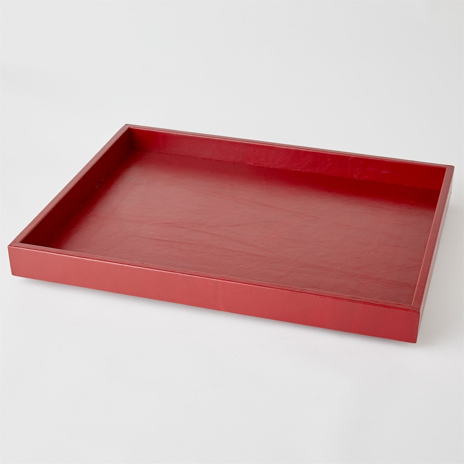 Global Views Deep Red Leather Tray Clearance
