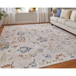 Feizy Pasha 39M8F Transitional Floral & Botanical in Ivory/Blue/Gold