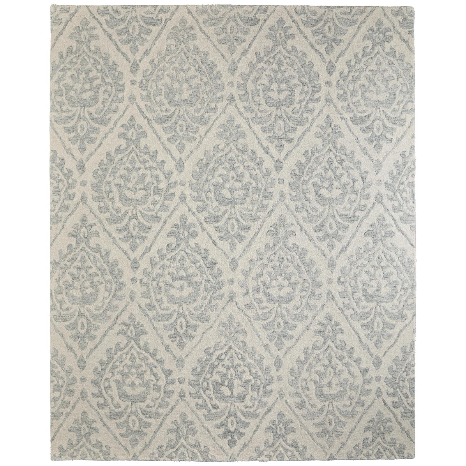 Feizy Belfort 8A29F Traditional Floral & Botanical Rug in Ivory/Gray