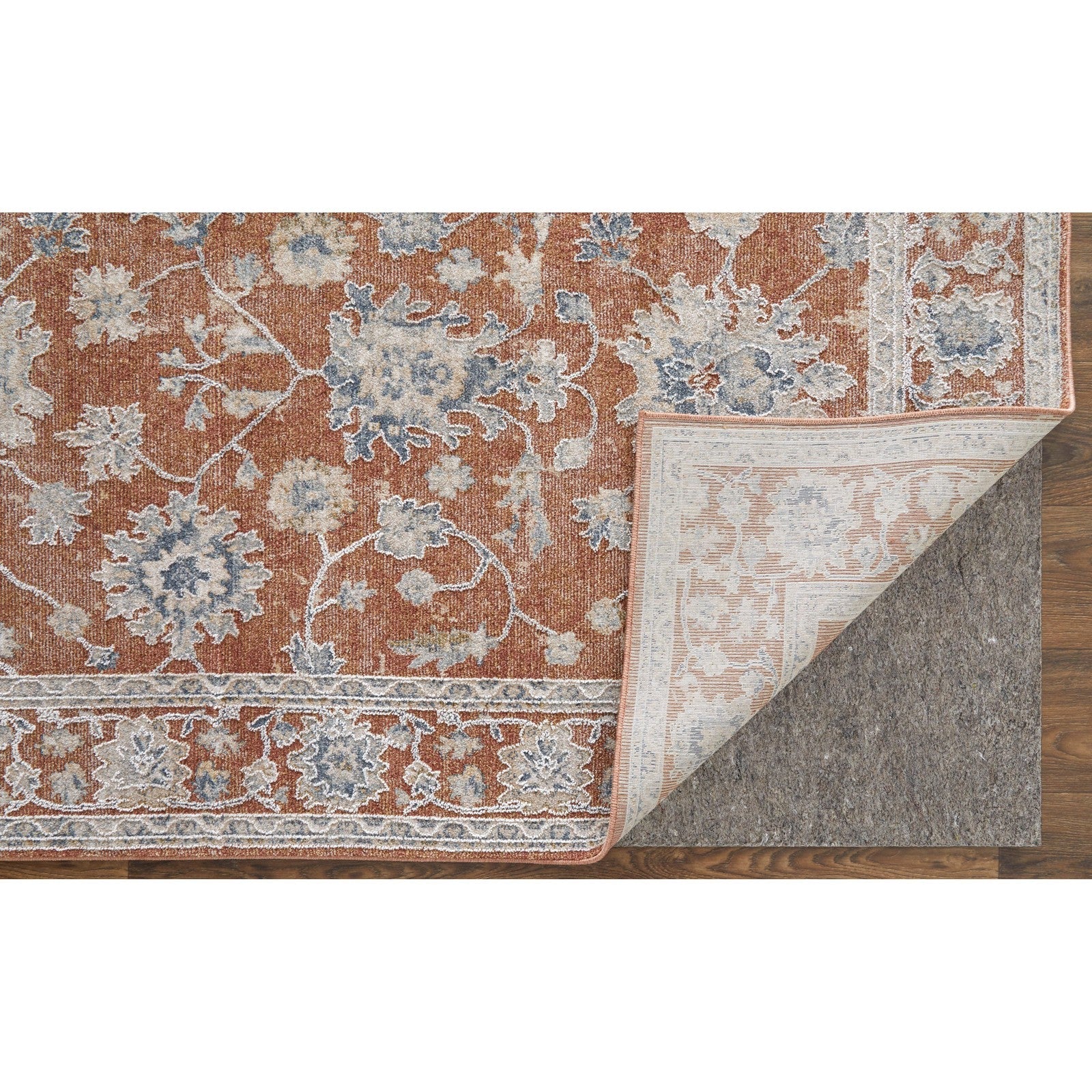 Feizy Pasha 39M7F Transitional Floral & Botanical in Red/Ivory/Blue